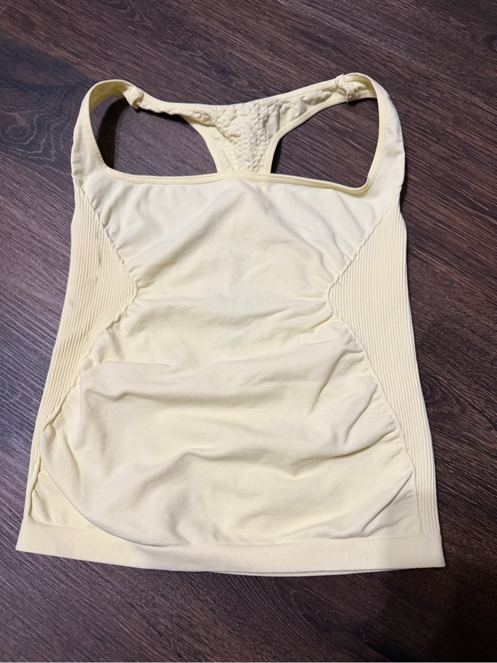 FP Movement by Free People Pale Yellow Ribbed Racerback Tank Sz M/L - NWOT flaws